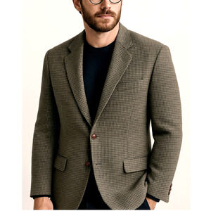 Huckberry Vintage 44L Big&Tall 100% WOOL Tweed $340 Suit Blazer 2 Button Gray